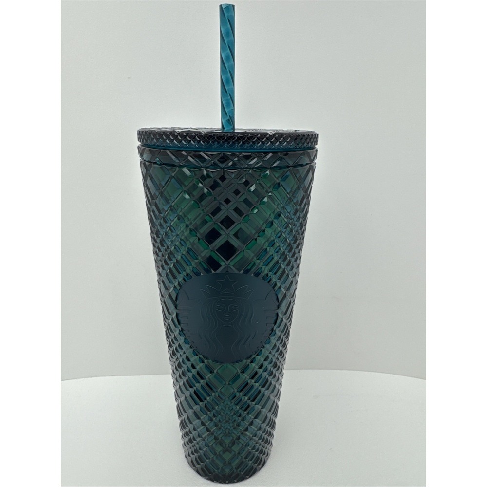 Starbucks 24 oz Tumbler holiday emerald green jeweled 2021 Venti cold cup New